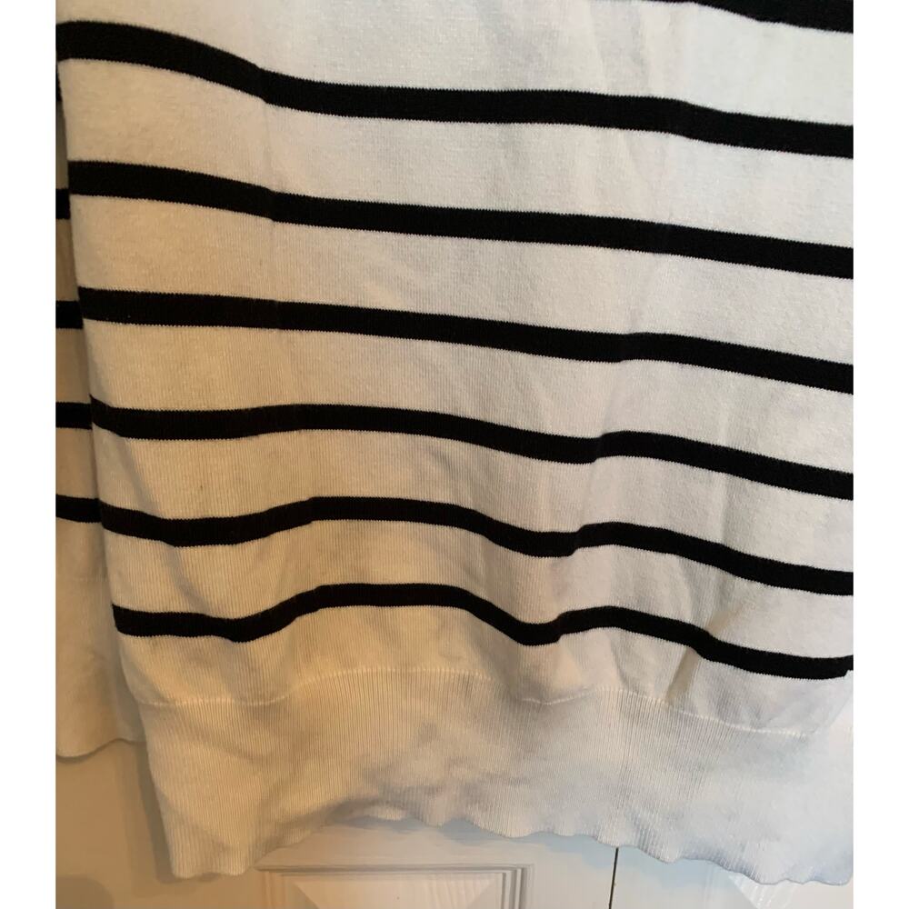 black stripe on off white 1/4 button sweater size xl womens - Picture 6 of 6